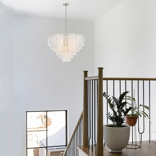 Dia 32.5 Inches Large Modern Unique Glass Chandelier Sand (Unique Clear Glass)