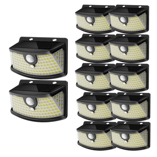 Solar Motion Sensor Lights Outdoor 120 LEDs (Black / 12 Pack)