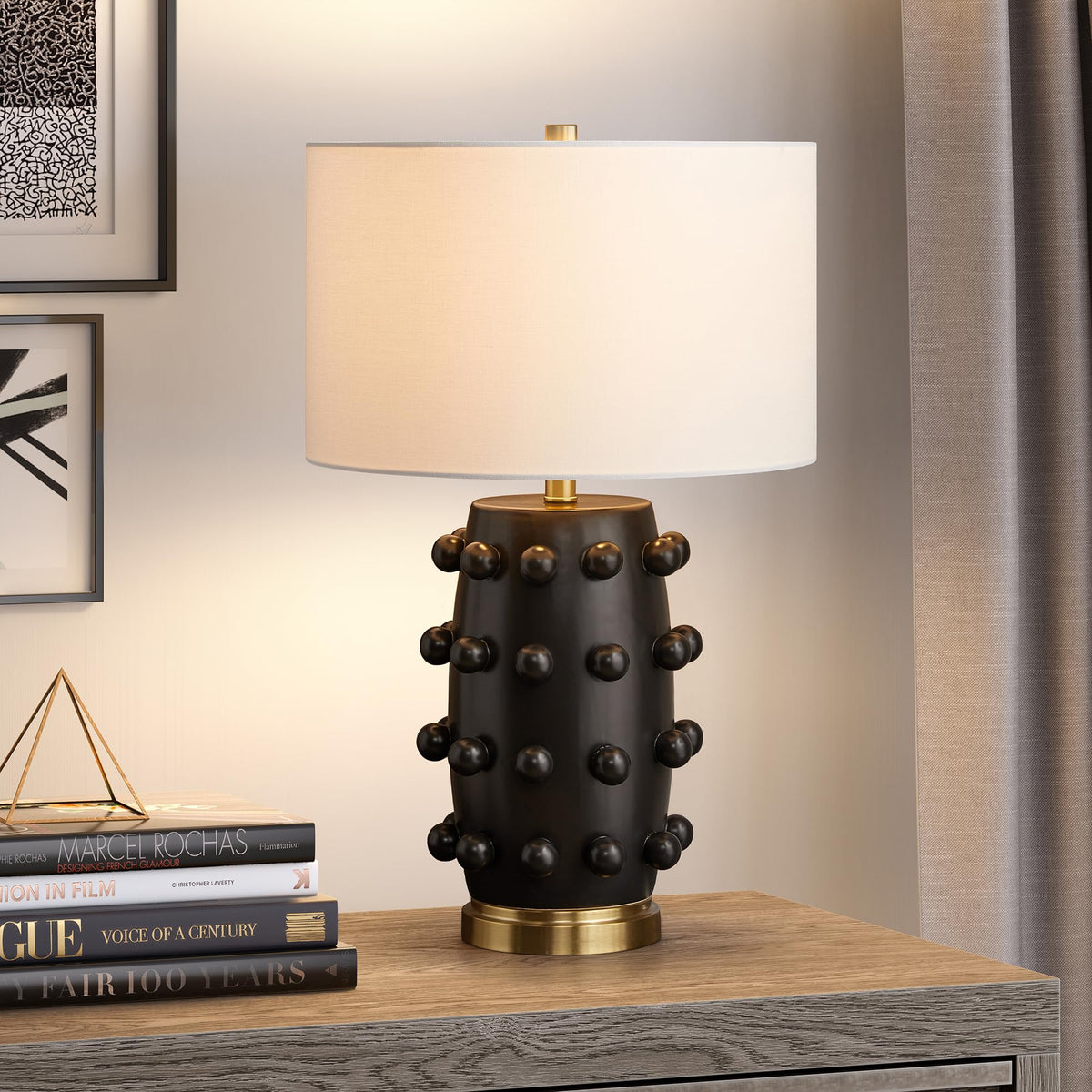26" Modern 1 Light Table Lamp (Flat Black)