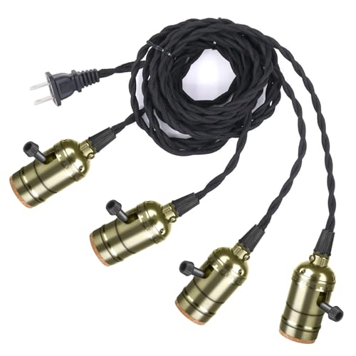 Vintage Light Sockets Pendant Hanging Light Cord with Switches E26