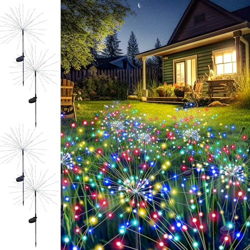 4 Pack Solar Firework Lights Outdoor (4 PACK 120 LEDS / Multicolor)