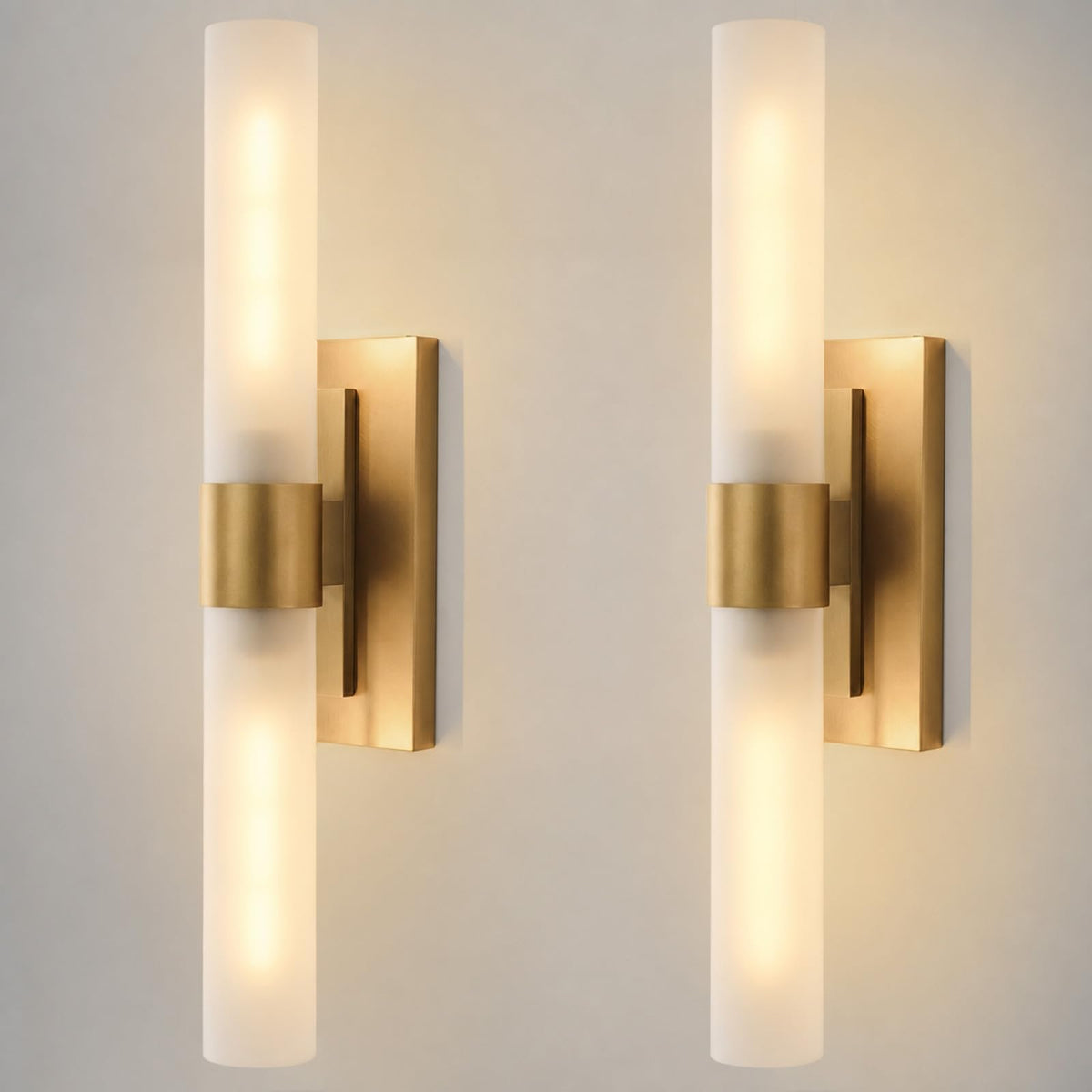 Gold Brass Bathroom Wall Sconce (Elegant Gold(Frosted Glass) / 2 Pack)