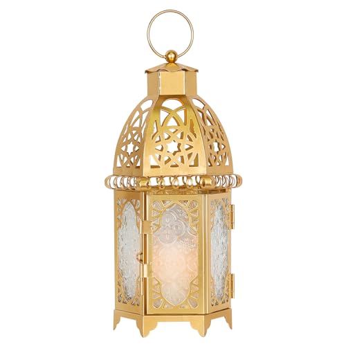 Moroccan Lanterns Decorative Indoor & Outdoor (Large / Golden - 11''h)