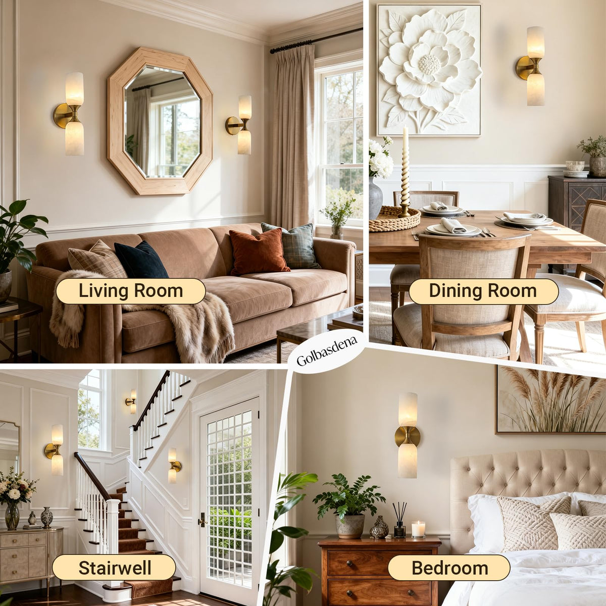 Alabaster Wall Sconces (Gold-14.2in-1 Pack)