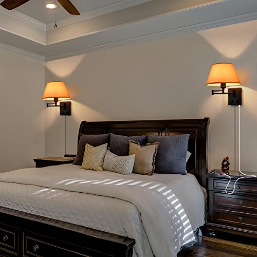 Swing Arm Wall Sconces (Black. Gold Shadow)