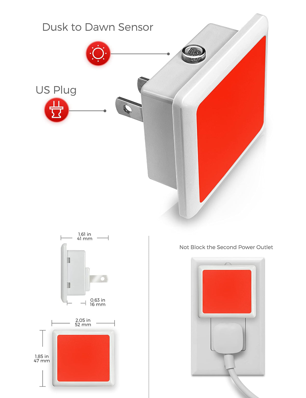 Red Night Lights Plug into Wall 2 (Red)