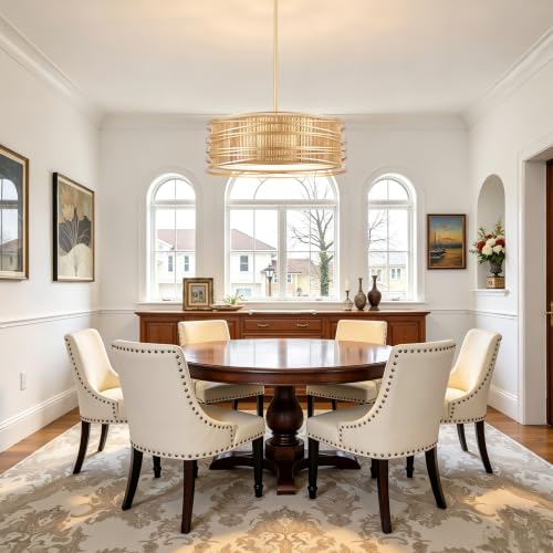 23.6" Gold Rattan Chandelier Boho 5 (Gold / 23.6 inch)