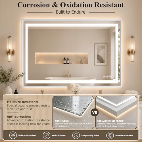 36"x48" LED Bathroom Mirror with Lights (White / 48"L x 36"W)