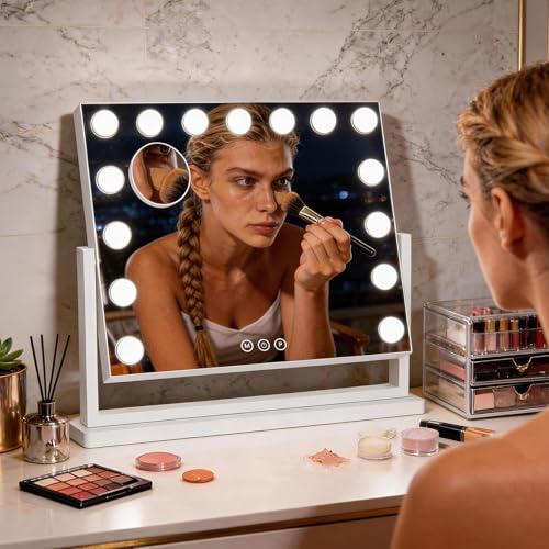 Vanity Mirror with Lights (White / 23"L x 17"W)