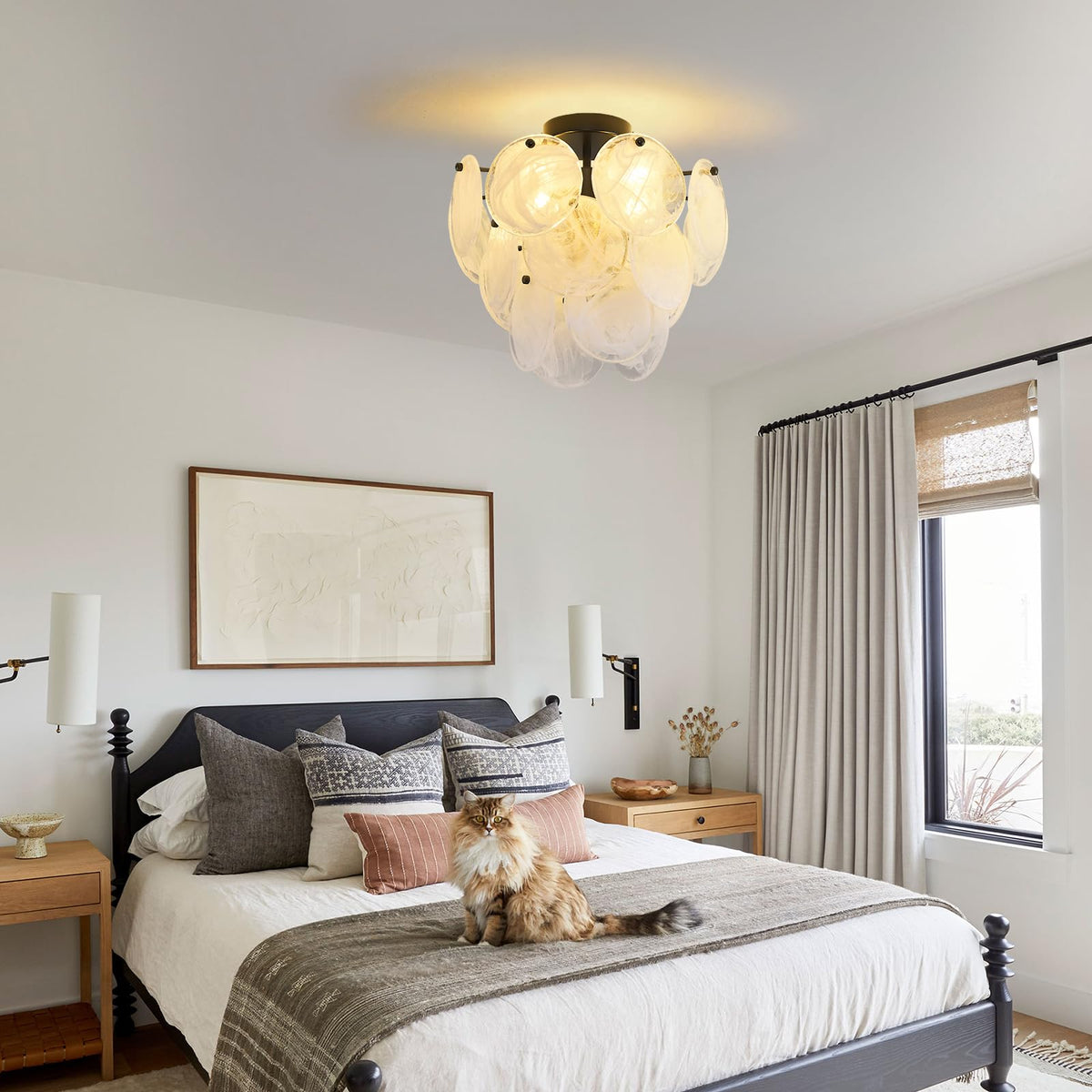 Moderns Glass Ceiling Light Fixture (Black-White)