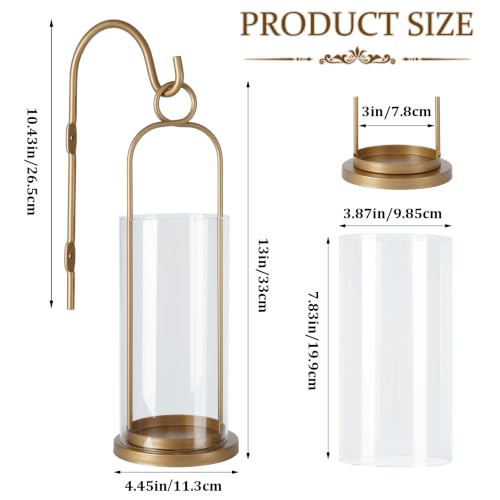 Wall Candle Sconces Hurricane Candles Holder Modern Pillar Candle Lantern (Gold)