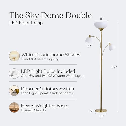Sky Dome Double LED Floor lamp (Gold Brass)