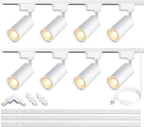 Plug in H Type LED Track Lighting Kits Dimmable Adjustable Angle Heads (Lights Kit)