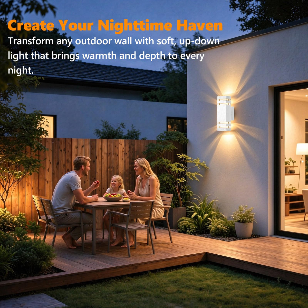 4 Pack Up and Down Outdoor Wall Lights (White / 2 Layer-4 Pack)