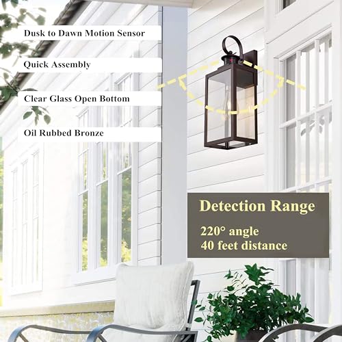 18.25" Motion Sensor Bronze Farmhouse Exterior Wall Light 2 Pack (Bronze / 2 Pack H18" Motion Outdoor)