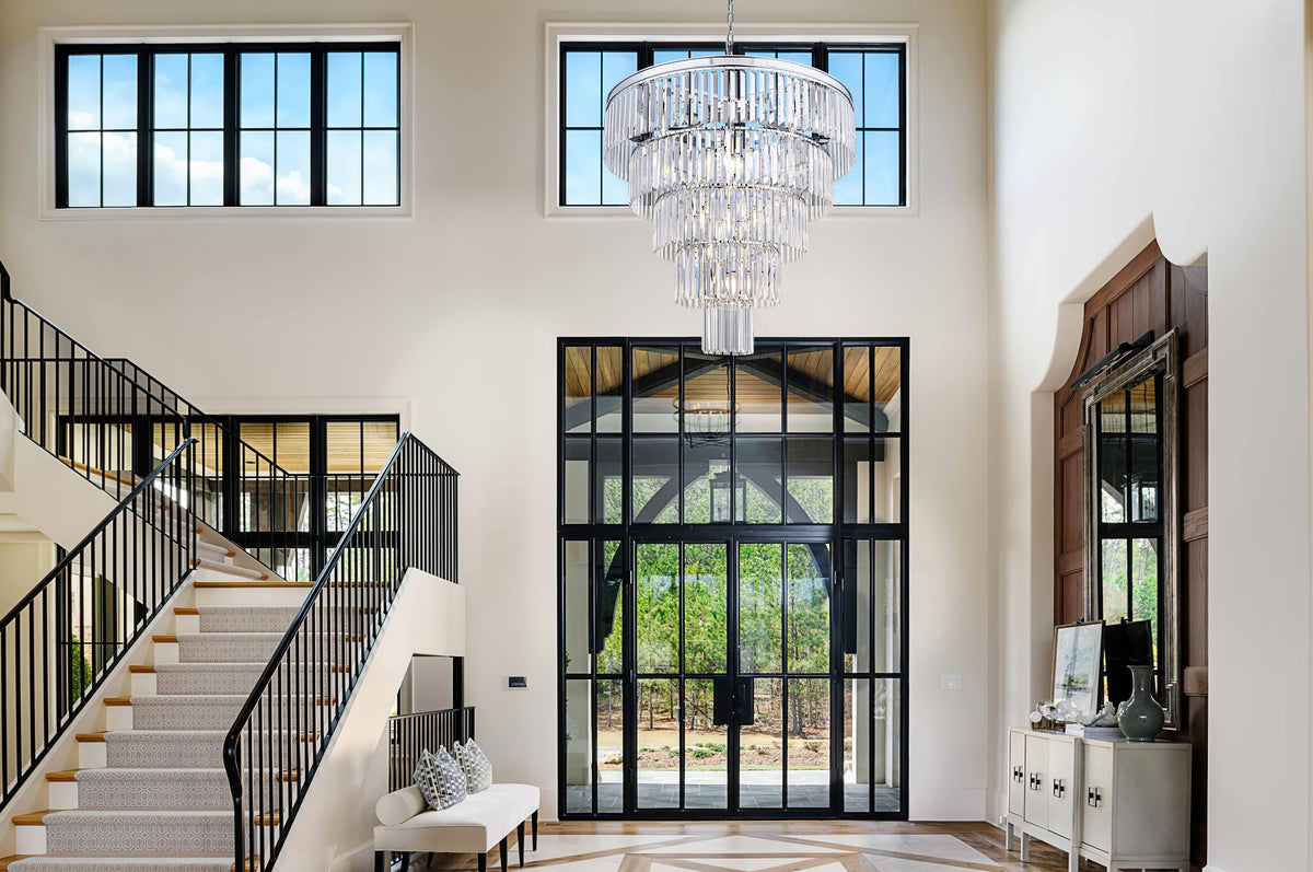 Large Crystal Chandelier 31.5 inch (31.5 Inches / Chrome)