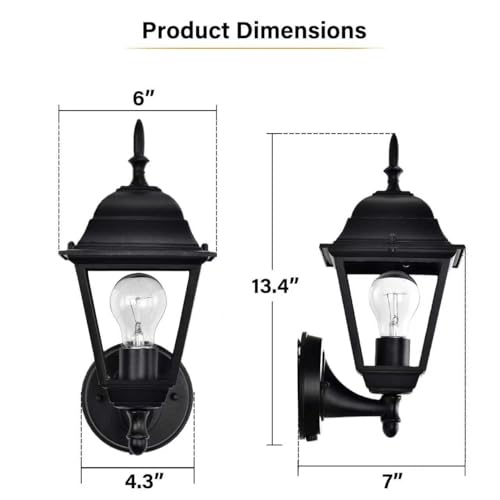 Dusk to Dawn Outdoor Porch Light Wall Mount (Black / Dusk to Dawn Version)