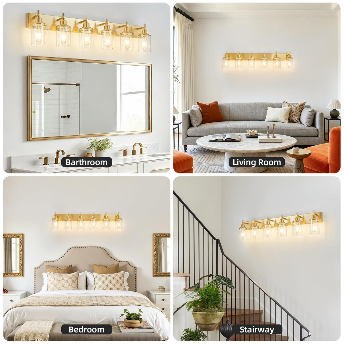 6 Light Modern Brushed Gold Bathroom Light Fixtures Over Mirror (Brushed Gold / 6-Light)