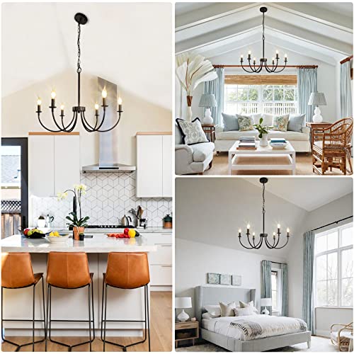 6 Light Farmhouse Chandelier (Black / 6 Light)