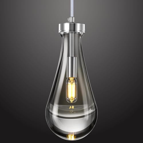 Modern Raindrop Pendant Light Kitchen Island Teardrop Hanging Light Fixtures Clear Glass Solid Chandelier for Bedroom Dining Room Corridor Living Room Porch