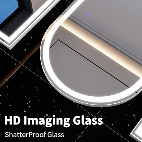 71"x32" Large LED Arched Mirror Full Length with Dimmable Lights (White / 71"L x 32"W)