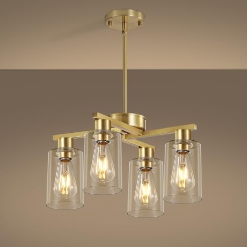 4 Light Brushed Gold Chandelier (Gold / 4-Lights/D18 '')