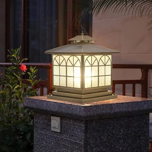 All Copper Steel Glass Outdoor Post Lights (Arch glass / 12X12IN)