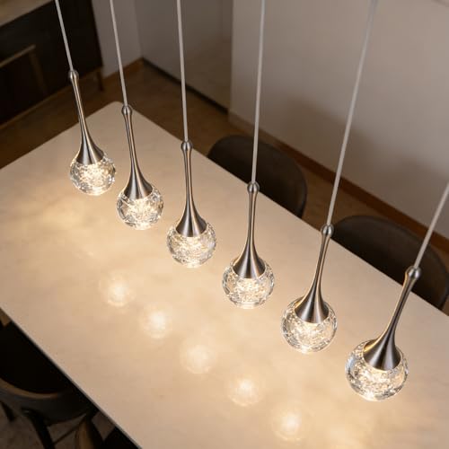 6 Light Rectangle Brushed Nickel Crystal Chandelier (Brushed Nickel / Rectangle Pendant 6-Light)