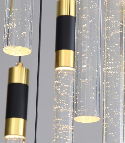 20 Lights Modern Chandeliers for Dining Room LED Dimmbale Light Fixture for High Ceiling Pendants Lighting for Living Room (20 lights Rectangular)