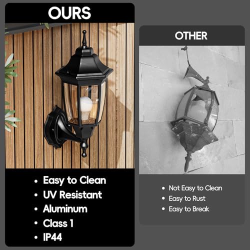 Outdoor Front Porch Light with Bulb (Black / Non Sensor-Aluminum)