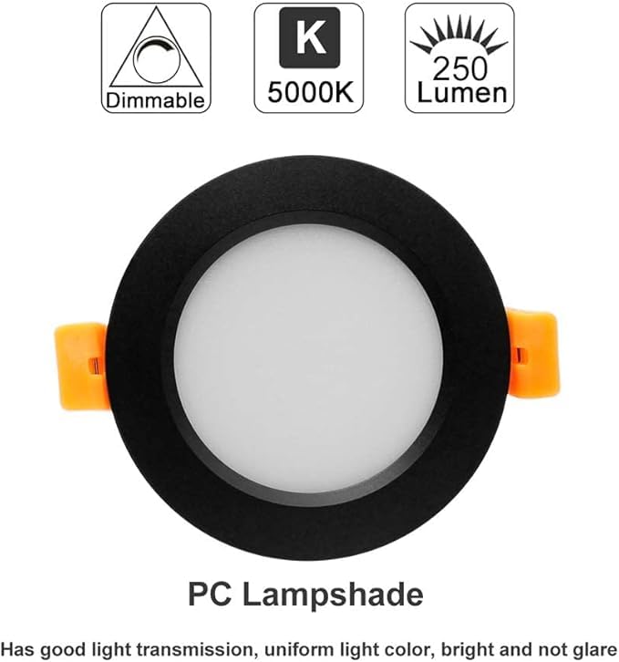 2 Inch LED Recessed Lighting (5000k (Daylight White) / 24 Pack (Black))