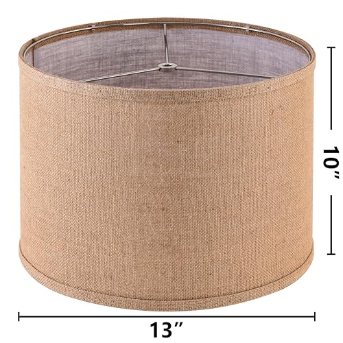 Lampshade Set of 2 Drum Fabric Shades for Table and Floor Lamps (13IN Drum 2PACK / Brown-1)