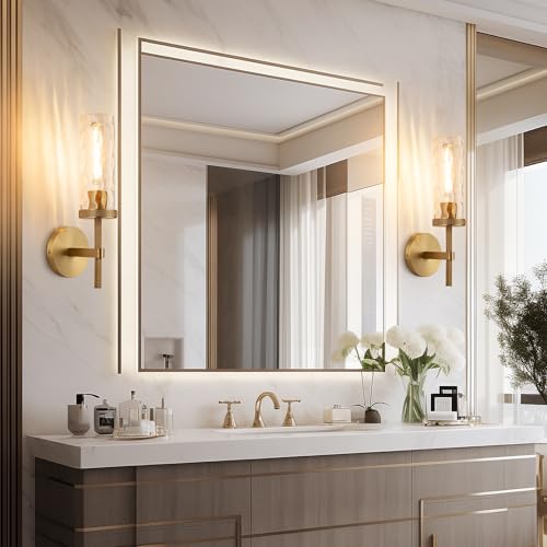 15" Knurled‑Craft Hardwired Brass Wall Sconce (Brass-Water Ripples / 15″-1 Pack)