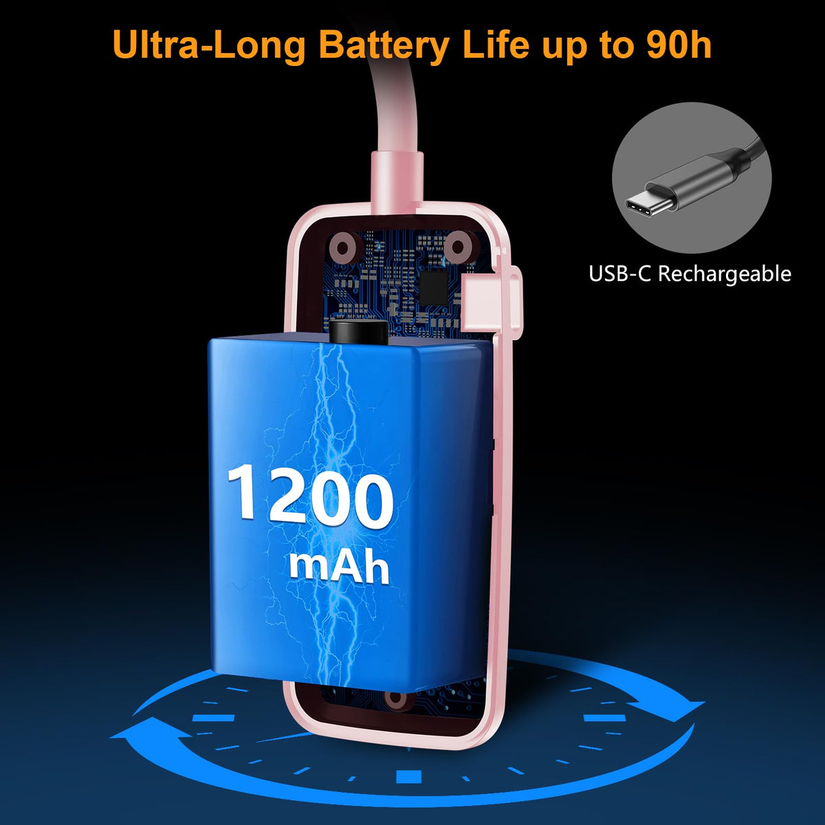 19 LED Rechargeable Book Light for Reading in Bed (Pink)