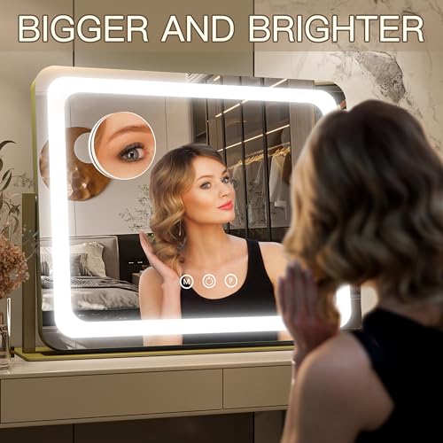 Gold Vanity Mirror with Lights 22"x17" (Gold / 22"L x 17"W)