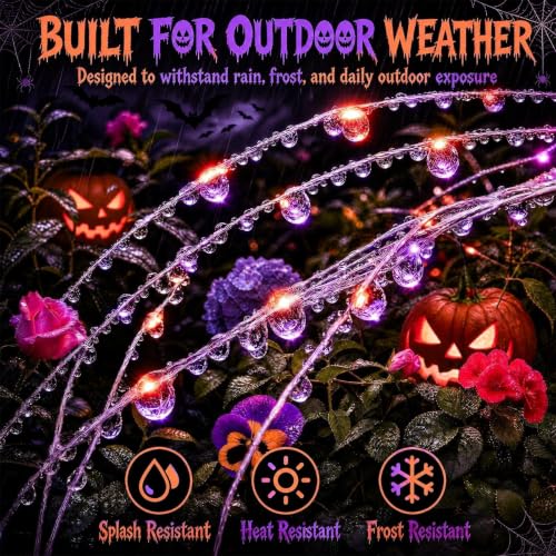 Solar Halloween Lights Outdoor 4Pack (Halloween Orange & Purple Per Light)