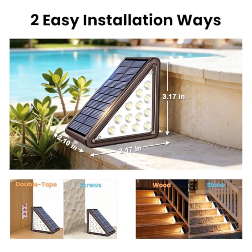 6 Pack Solar Step Lights Outdoor Waterproof (Brown)
