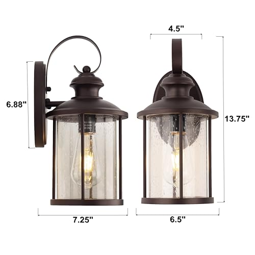 13.75" Bronze Vintage Farmhouse Round Outdoor Wall Light 2 Pack (Bronze / 2 Pack H13.75")