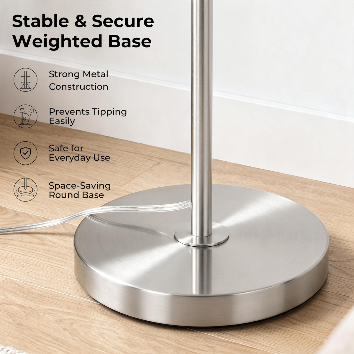 Floor Lamp for Living Room (Silver+White Shade)