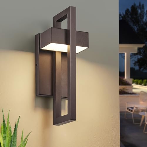Modern Outdoor Wall Lights Brown Exterior Lighting Fixtures (Brown - No Sensor / 13.7inch - 1 Pack)