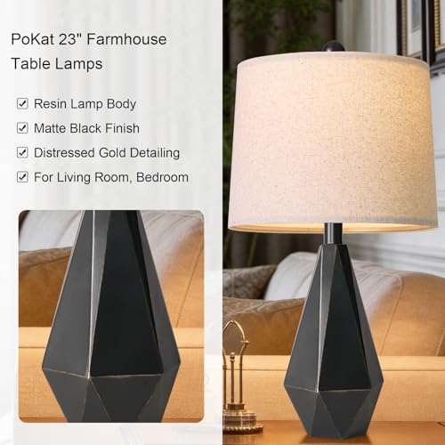 Table Lamps Set of 2 for Bedroom (Medium - Light Black)
