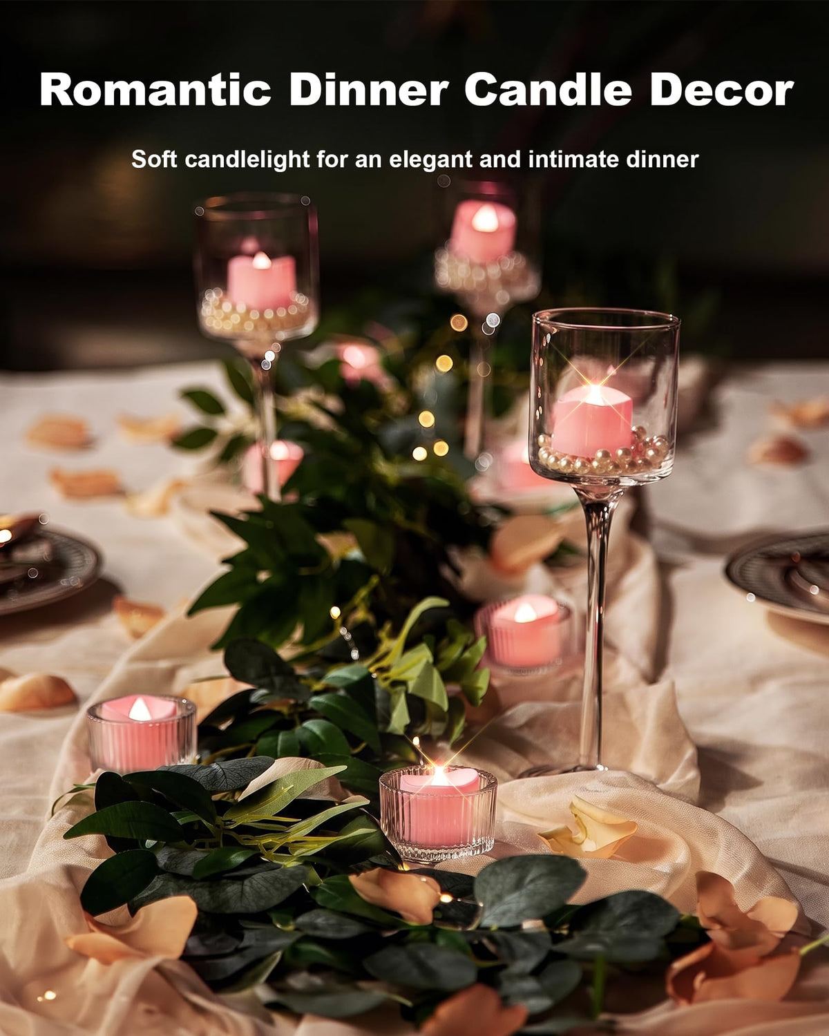Pink Flameless Battery Tea Light Candles - 24 Pack