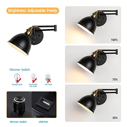 Swing Arm Wall Sconces (Metallic black)