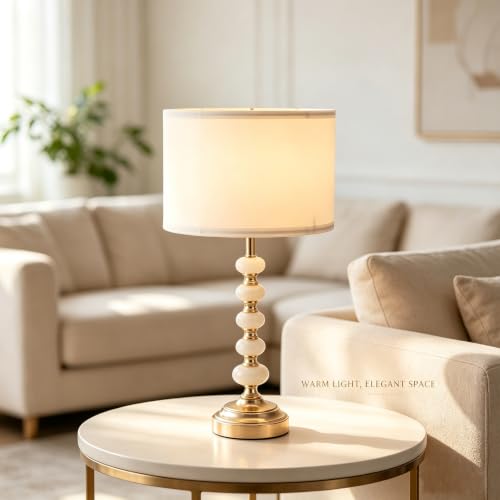 Crystal Table Lamp (Marble columns+White)