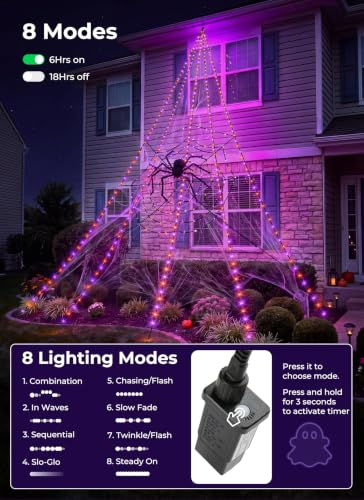 Halloween Decorations Spider Web Lights (orange and purple)