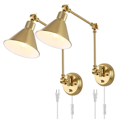 Wall Sconces Plug in (Gold / 2 Pack- (Switch))