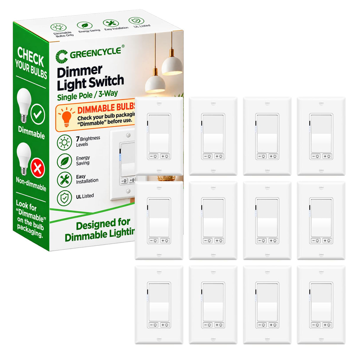 12 Pack Dimmer Light Switch (Dimmer Switch)