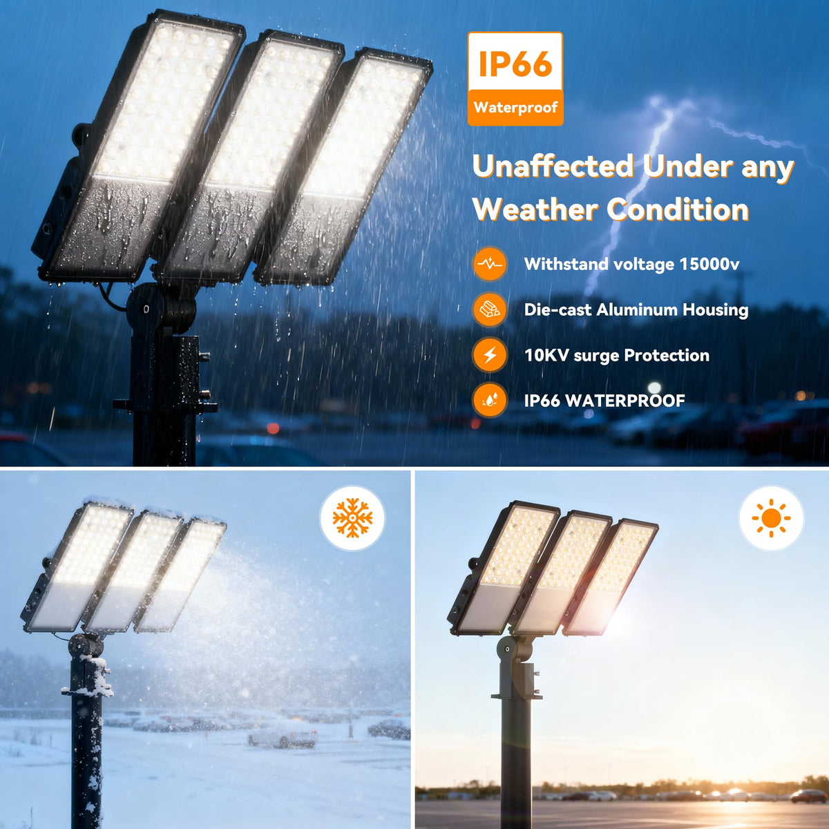 300W Upgraded LED Parking Lot Light with Photocell 45000lm 5000K (pole / 300W(2 Pack))