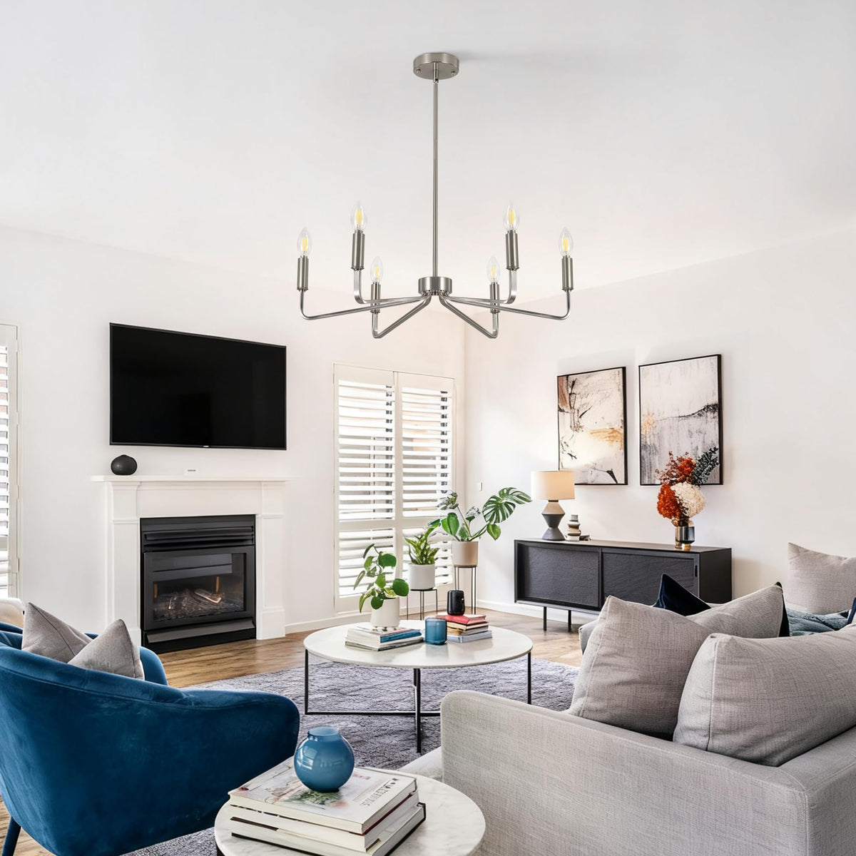 6 Light Brushed Nickel Chandeliers for Dining Room (Nickle / 6-Light)