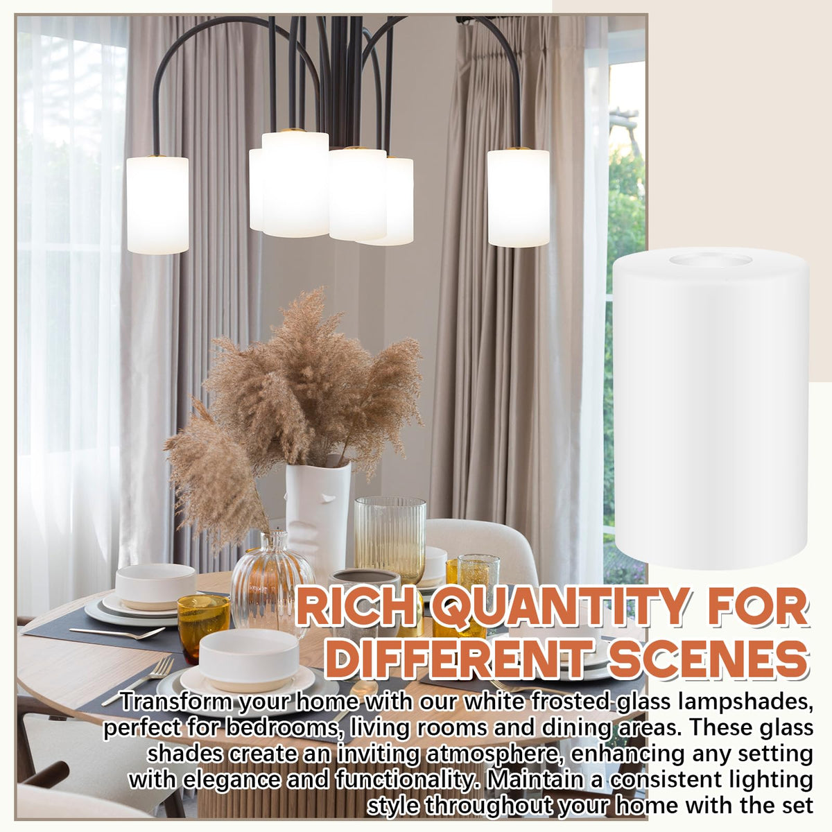 8 Pack White Frosted Glass Lamp Shade Replacement (White / Frosted)